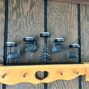 Black Metal Woodland Tea Light Holder Wall Decor
